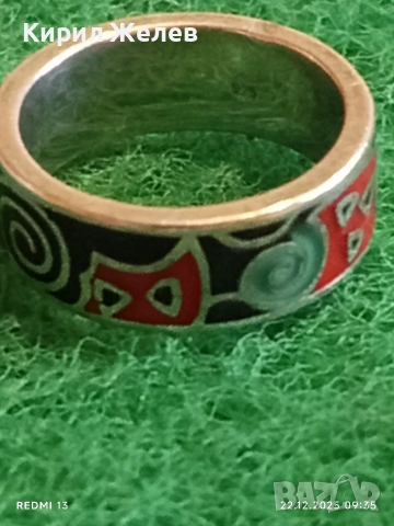 Ефектен сребърен пръстен с емайл красив стилен дизайн 52470, снимка 5 - Пръстени - 52871896