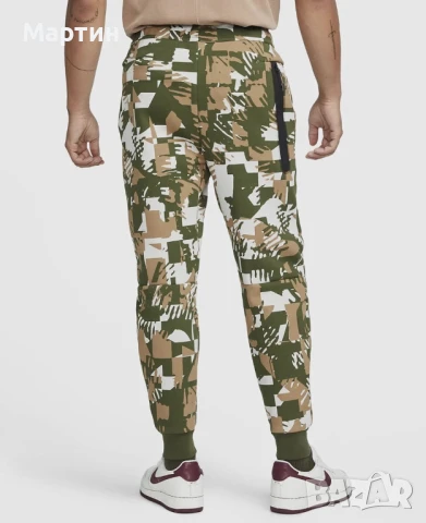 Мъжки комплект Nike Tech Fleece Camo Rough Green Bone - размер S, снимка 10 - Спортни дрехи, екипи - 50490811