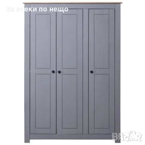 Гардероб с 3 врати, сив, 118x50x171,5 см, бор, Panama Range, снимка 8 - Гардероби - 47287002