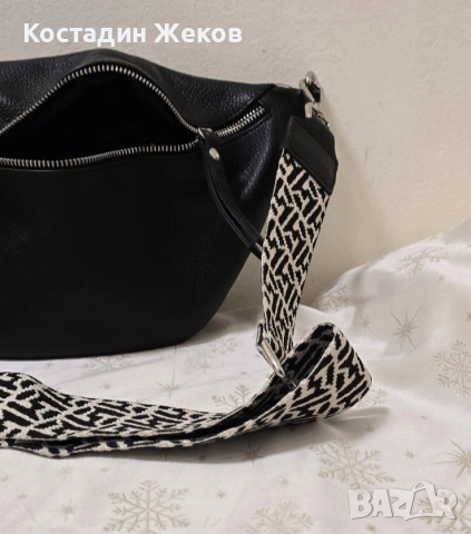 Дамска оригинална италианска чанта от естествена кожа тип „банан“ ., снимка 15 - Чанти - 53827591