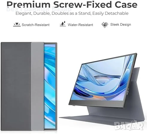 Нов 15.6'' Преносим IPS Монитор USB-C HDMI за Лаптоп PS5 Xbox с калъф, снимка 4 - Друга електроника - 50746916