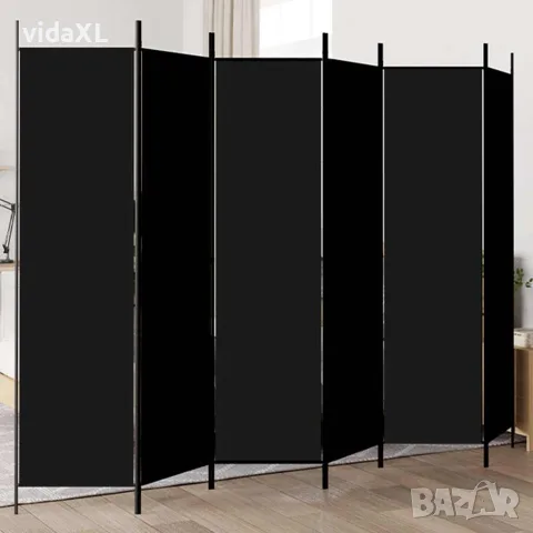 vidaXL Параван за стая, 6 панела, черен, 300x200 cм, плат, снимка 2 - Паравани - 56147258