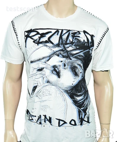 Автентична мъжка тениска Affliction Reckless Abandon White, снимка 10 - Тениски - 29709989