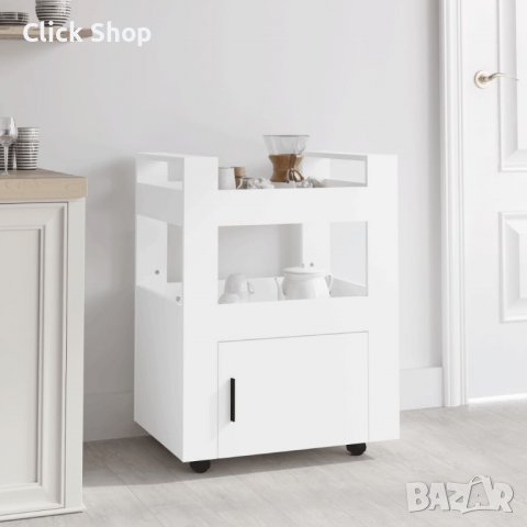 Кухненска количка, бяла, 60x45x80 см, инженерно дърво, снимка 7 - Други - 40028398