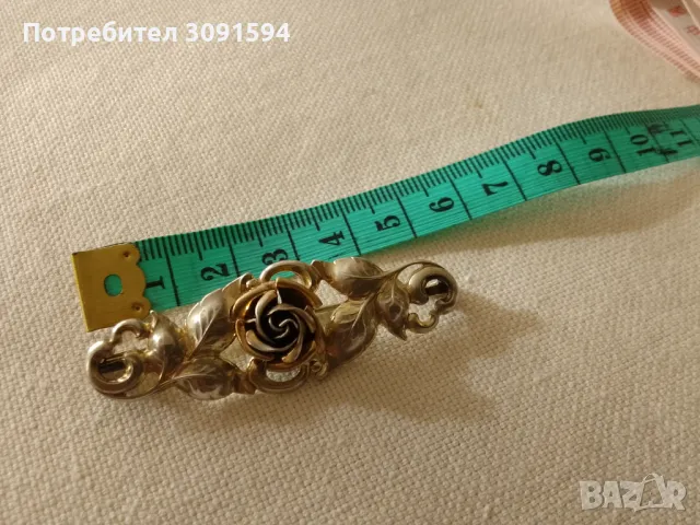 Антична френска  брошка  сребро със златен пълнеж: Антична изящна бижутерия Арт Нуво Флорална брошка, снимка 5 - Антикварни и старинни предмети - 48396416