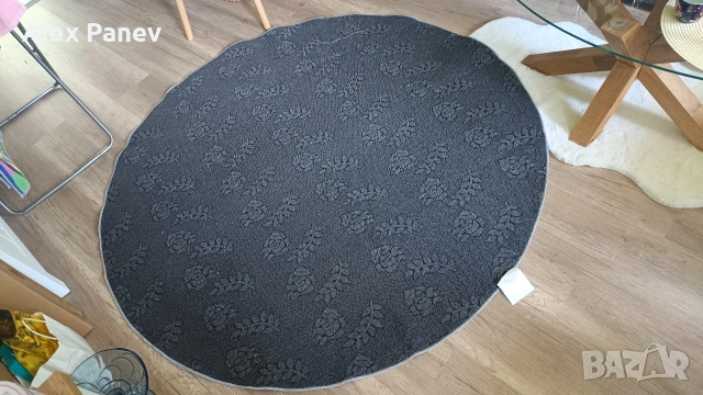 Кръгъл бежов килим - 160см, снимка 5 - Други - 53584794