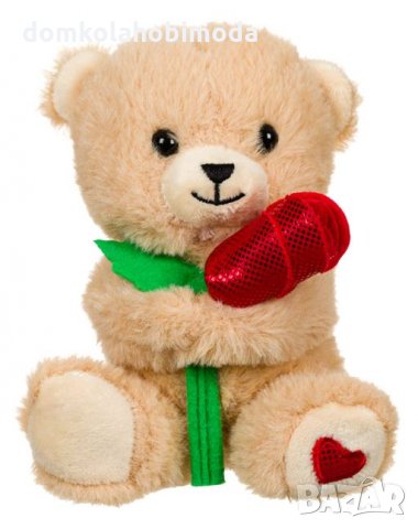 Плюшено мече с розаи шал, 12х9х15 см