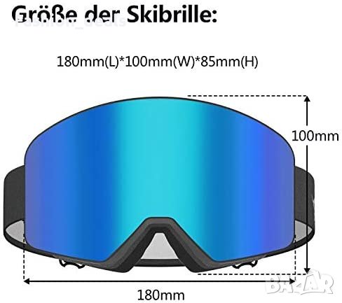 Нови Очила за ски сноуборд зимни спортове 100% UV400 защита против мъгла Сини , снимка 2 - Спортна екипировка - 39149881