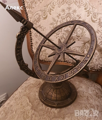 Голям Чугунен слънчев часовник, патина мед! 2.6кг