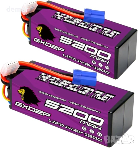 Високопроизводителна 4s литиево-йонна батерия, 2 броя, 14.8v 5200mah