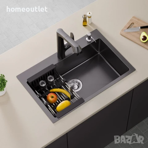 ПРОМОЦИЯ Кухненска мивка от неръждаема стомана с нано покритие 06-LSF0604 (HANDMADE KITCHEN SINK), снимка 4 - Мивки - 51128149