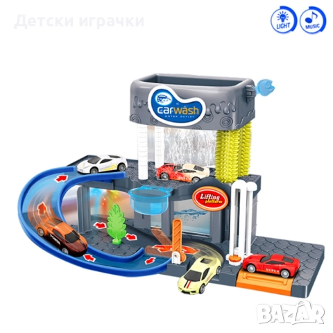 Автомивка на два етажа с течаща вода и коли, звуци , снимка 3 - Коли, камиони, мотори, писти - 52633869