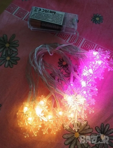 Розови топли снежинки - лампички, снимка 2 - Лампи за стена - 52102648