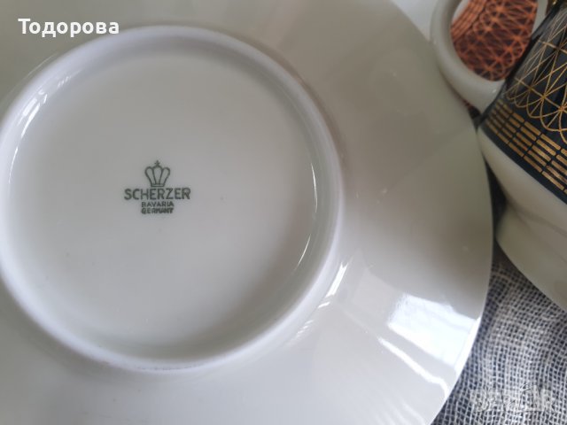 Порцеланов кобалтов сет за чай,кафе,с богата позлата, снимка 7 - Сервизи - 41566393