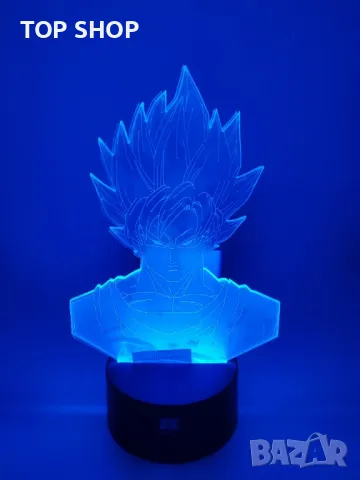Dragon Ball Super Saiyan God Goku Екшън фигурки 3D настолна лампа 7 променящи цвета нощна лампа, снимка 7 - Настолни лампи - 48836464