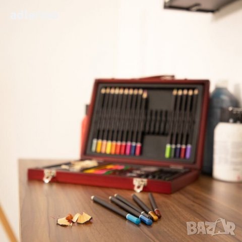 Куфар за рисуване Лучано, 35 бр., живопис, аксесоари, дървени, снимка 4 - Рисуване и оцветяване - 34312414