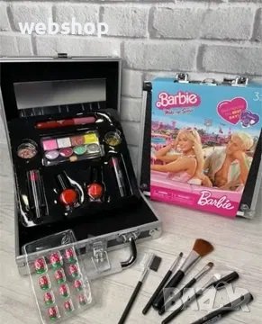 Детска козметика в куфар Барби, Детски гримове,  пудра, нокти, сенки, плъзгачи, лакове, снимка 1
