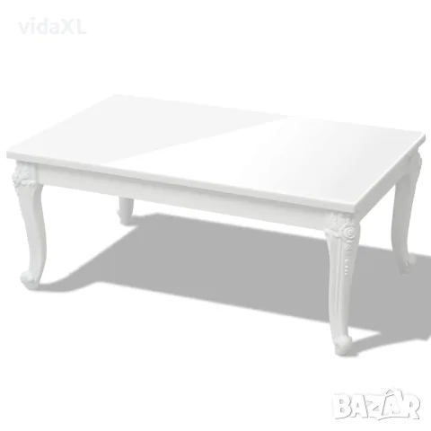 vidaXL Маса за кафе, 100x60x42 cм, силен гланц, бяла