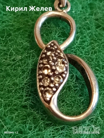 СРЕБЪРЕН МЕДАЛЬОН във ФОРМАТА на БЕЗКРАЙНОСТТА с ИНКРОСТИРАНИ КРИСТАЛИ 50908, снимка 3 - Колиета, медальони, синджири - 52737598