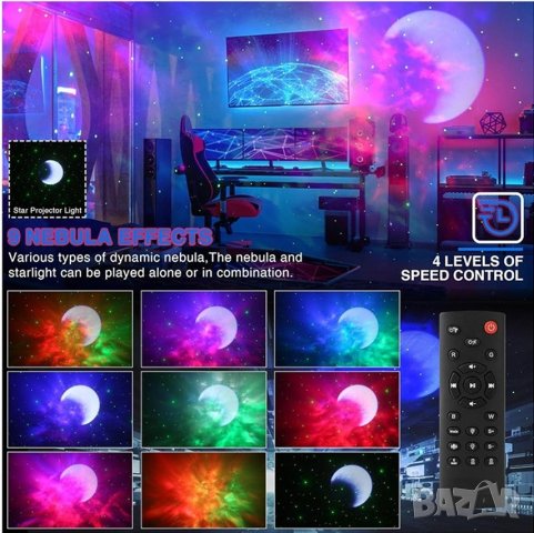 Астронавт нощна лампа проектор звезди - блутут колонка голям размер, снимка 11 - Детски нощни лампи - 44402960