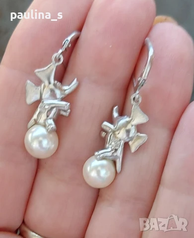 Винтидж / Два чифта / Сребърни обеци с гранати, барокови и Акоя перли и карнеол / проба 925 , снимка 15 - Обеци - 45914244