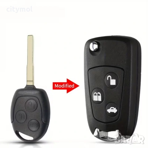 Модифицираща кутийка за ключ с 3 бутона, острие HU100 за Ford, Focus, Mondeo, Fiesta, C-MAX, Fusion,, снимка 2 - Аксесоари и консумативи - 53387302