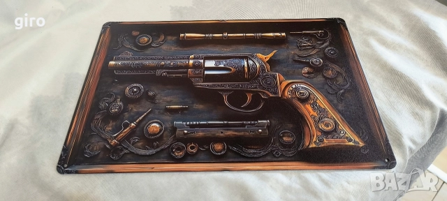 Метална винтидж табела револвер COLT , снимка 4 - Колекции - 52561031