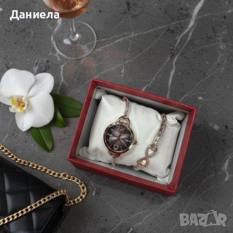Комплект за нея: часовник и гривна с кристали – изискан стил всеки ден