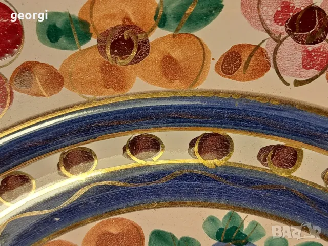 холандска декоративна керамична чиния за стена с позлата 23/2, снимка 4 - Декорация за дома - 49309312