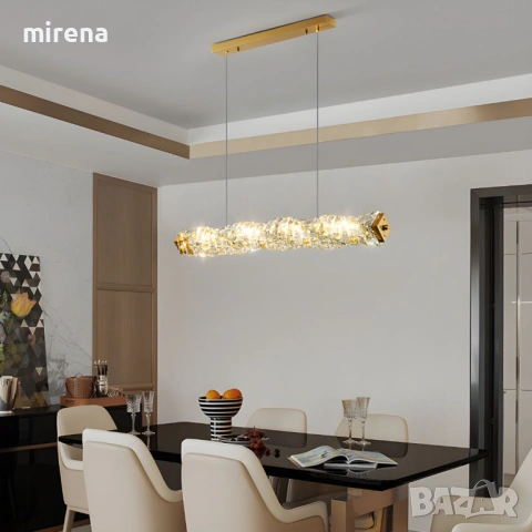 Модерна златна таванна лампа с кристално LED ЛЕД осветление за кухня, снимка 3 - Лампи за таван - 53180754