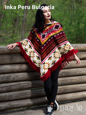 Автентично еквадорско дамско вълнено пончо, различни цветове, снимка 2 - Блузи с дълъг ръкав и пуловери - 35855974