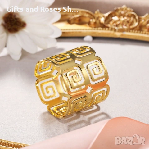 Метални пръстени за салфетки Silver / Gold с класически гръцки мотив, снимка 3 - Други - 53627155