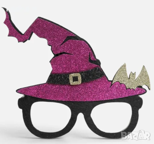 Halloween лилави очила с шапка на вещица