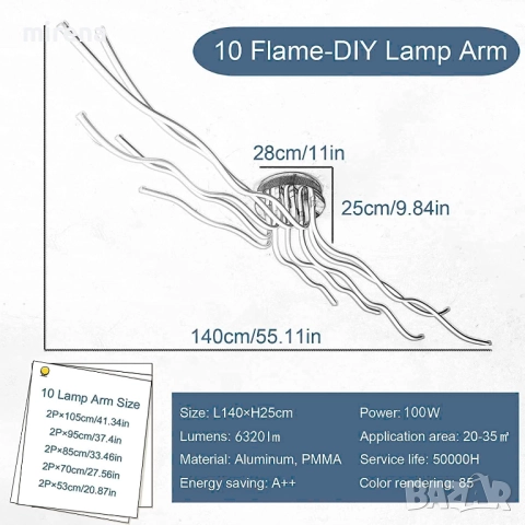 LED ЛЕД полилей за таван, димируемо, дължина 140 см, дистанционно 221, снимка 7 - Лампи за таван - 52122174