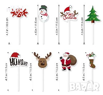 12 бр Коледни топери топера за мъфини кексчета хапки украса декор парти, снимка 6 - Други - 34842895