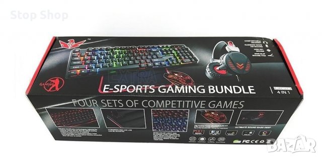 Геймърски комплект E-SPORTS за компютър от 4 части с LED светлина, снимка 3 - Клавиатури и мишки - 39407131