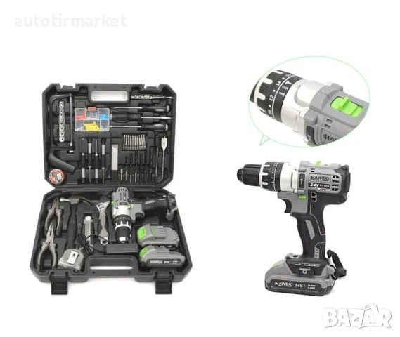 Винтоверт 24 V , 111 части , HW – 3001 с 2 батерии – HW-3001