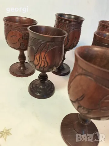 колекция абаносови африкански чаши  дърворезба 7/3, снимка 3 - Чаши - 49783827