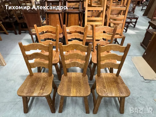 Комплект трапезни столове от дъбов масив, снимка 4 - Столове - 47460725