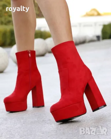 Боти на ток - Велур