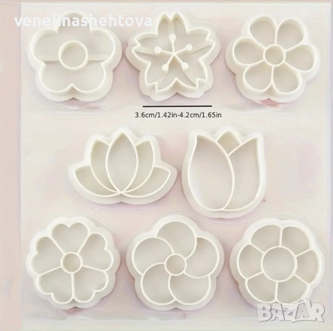 8 броя малки резци резец цветя за тесто бисквитки фондан декорация , снимка 3 - Форми - 52844047