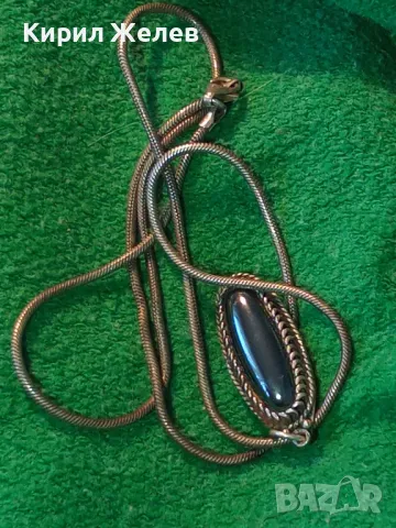 СТИЛНО ФЕШЪН АРТ СРЕБЪРНО КОЛИЕ СРЕБРО 925 с ЛЪСКАВ ПОЛИРАН КАМЪК ХЕМАТИТ 40042, снимка 11 - Колиета, медальони, синджири - 50023371