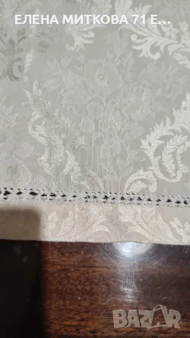 Квадратна покривка с барокова релефна шарка цвят екрю, снимка 5 - Покривки за маси - 49185205