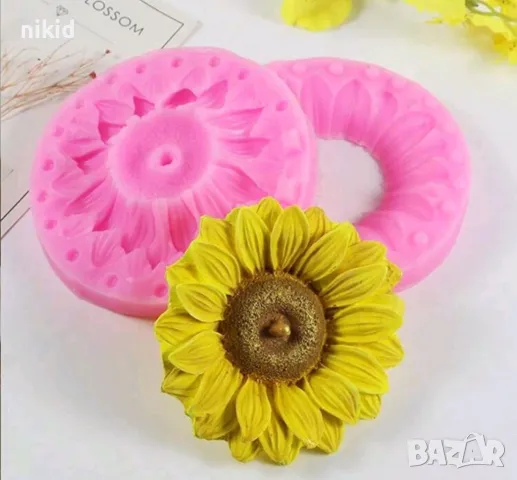 3D 2 части голямо цвете Хризантема слънчоглед силиконов молд форма фондан шоколад гипс декор свещ