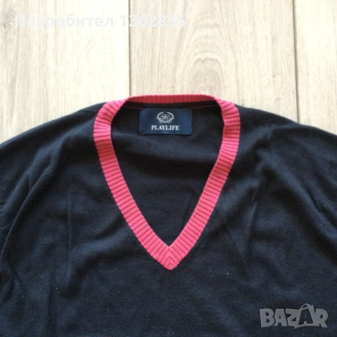 оригинален син памучен пуловер без ръкави PLAYLIFE размер XL от Италия, снимка 2 - Пуловери - 53203640