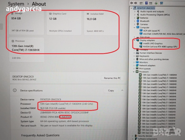 NVidia RTX 4080 12GB/Core i7-13650H/16GB RAM/1TB SSD/16' FHD+ 165hz IPS/ASUS ROG STRIX G614, снимка 15 - Лаптопи за игри - 52132510