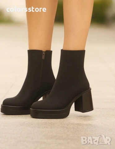 Боти на ток - черен набук - BVC10

