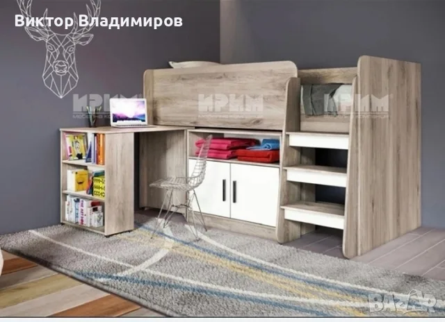 Легло с матрак със скрин и бюро, снимка 2 - Спални и легла - 55712796