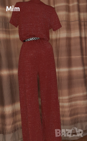 ТREND ONE L/ХХL  Червен брокатен гащеризон с къс ръкав , снимка 4 - Гащеризони - 36130610