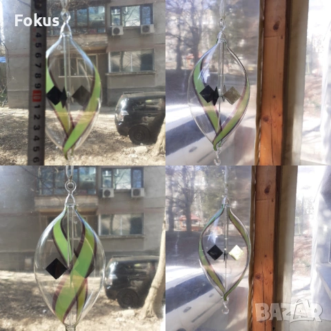 Топка духано стъкло ръчно рисувана супер финна с въртележка, снимка 7 - Антикварни и старинни предмети - 53390170